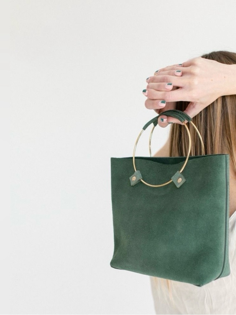 Tribe Alive Green Genuine Suede Crossbody Bag Boho Artisan Leather